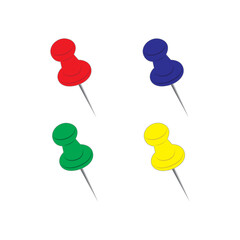 Set of colorful push pins vector isolated. Thumbtack pins collection.