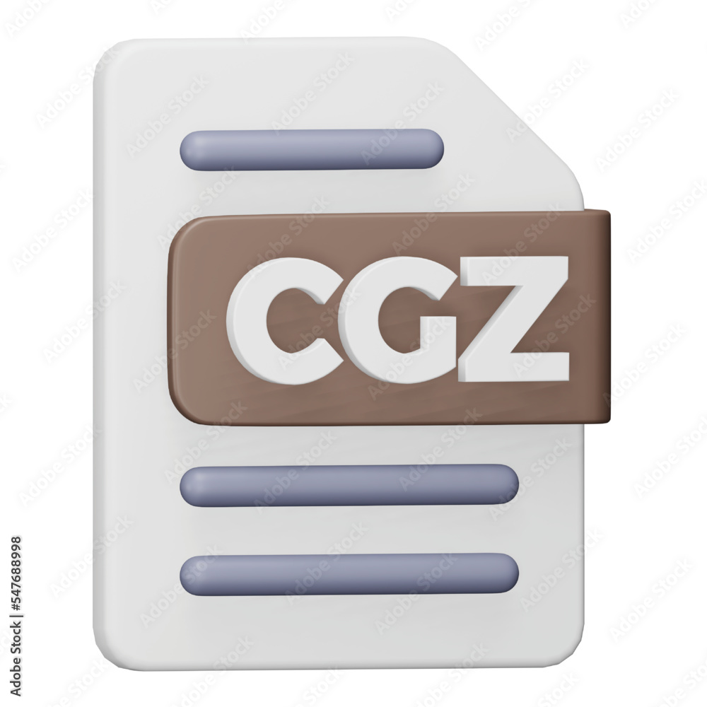 Poster cgz file format 3d rendering isometric icon.