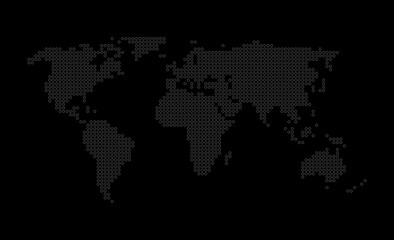 Fototapeta na wymiar Gepunktete Weltkarte schwarz grau