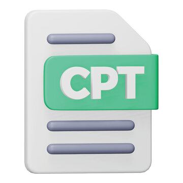 Cpt file format 3d rendering isometric icon.