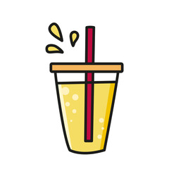 cup glass of lemonade bright colored simple vector illustration isolated on white background.