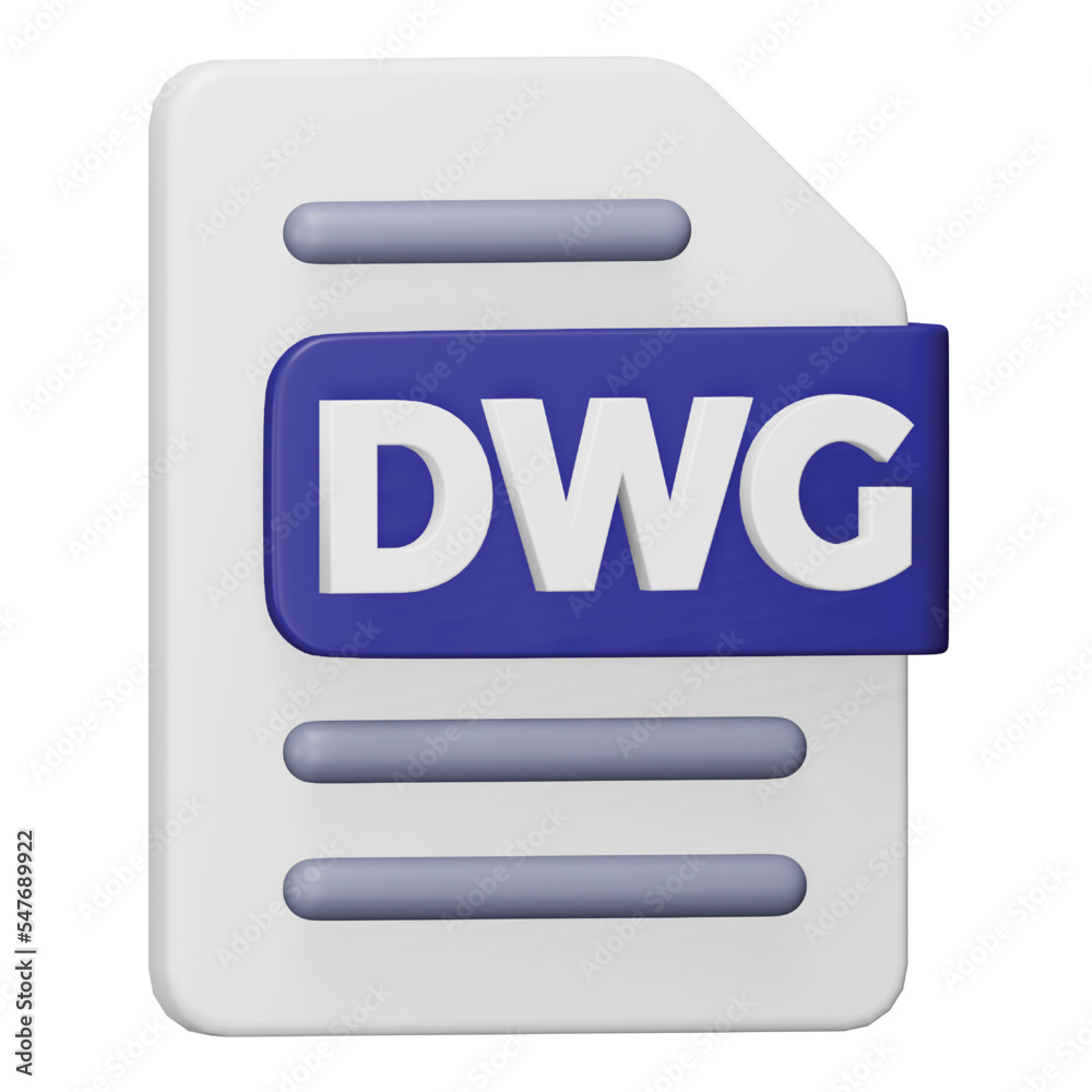 Poster dwg file format 3d rendering isometric icon.