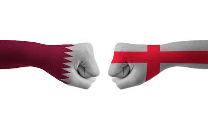 England VS Qatar hand flag Man hands patterned football world cup