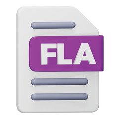 Fla file format 3d rendering isometric icon.