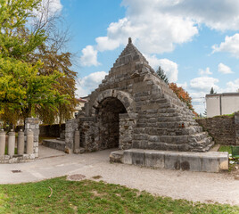 Park landscape at the ancient Roman wall in Ljubljana