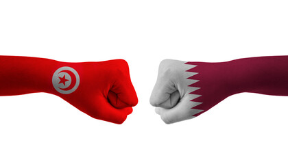 Qatar VS Tunisia hand flag Man hands patterned football world cup