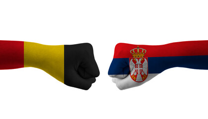 Serbia VS Belgium hand flag Man hands patterned football world cup