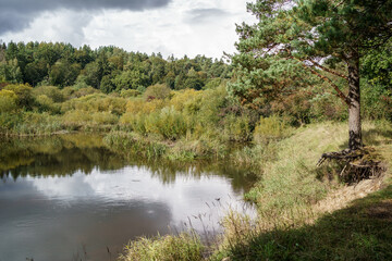beautiful countryside lake in summer with reflections