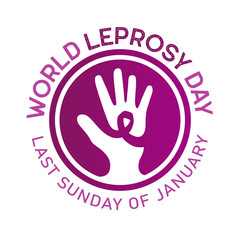 World Leprosy Day Vector Illustration Symbol. Healthcare Leprosy Design. Awareness Concept with Purple Ribbon