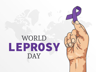 World Leprosy Day Vector Illustration Symbol. Healthcare Leprosy Design. Awareness Concept with Purple Ribbon