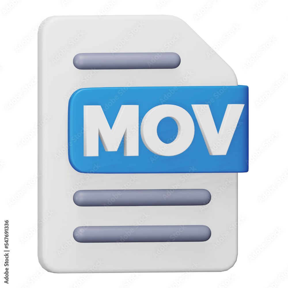 Poster mov file format 3d rendering isometric icon.