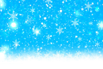 Winter blue background design of white snowflake