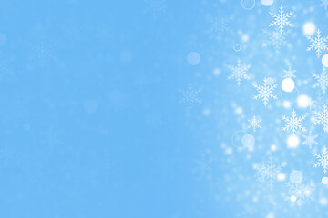 Winter abstract snowflakes on blue background