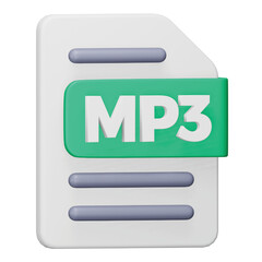 Mp3 file format 3d rendering isometric icon.