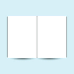 Realistic set mockup book / magazine: Blank close cover book/magazine and blank open book/magazine with realistic shadows isolated on light background. 
