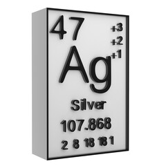 Silver,Phosphorus on the periodic table of the elements on white blackground,history of chemical elements, represents the atomic number and symbol.,3d rendering