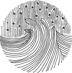 Sea wave vector icon. Line drawing the sea is raging.