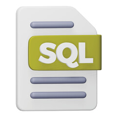 Sql file format 3d rendering isometric icon.