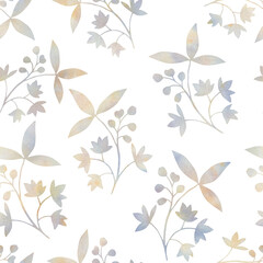 Abstract ornament, watercolor seamless pattern. illustration of a flower with leaves, seamless pattern.