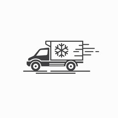 illustration of frozen box truck, refrigerated truck, vector art.