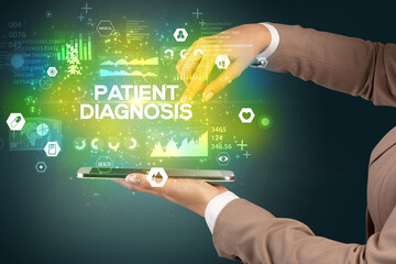 Close-up of a touchscreen with medical inscription