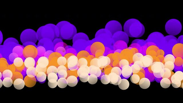 Animation of a shimmering multi-colored bokeh effect on a black screen. Stock 4k video scenery with blurred illumination and alpha channel.