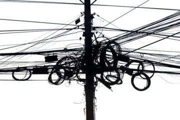 Electric pylon isolated on white background.