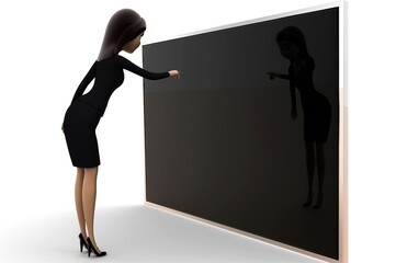 3d women pointing towards a blackboard concept
