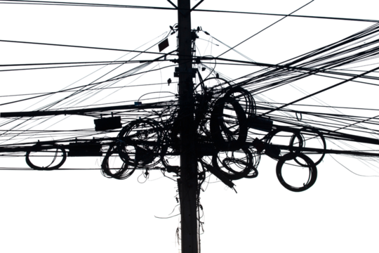 Electric pylon isolated on white background.