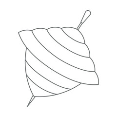 Whirligig Baby Toy. Vector illustration of vintage object for Kid game in line art style. Outline drawing on isolated background for icon or logo. Design for happy childhood in black and white colors.