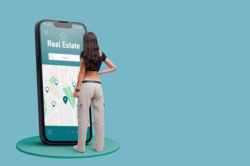 Woman using a real estate app