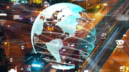 Smart transport technology alteration concept for future road traffic control . Virtual intelligent system makes driving information analysis to connect data of vehicle on city street for driver .