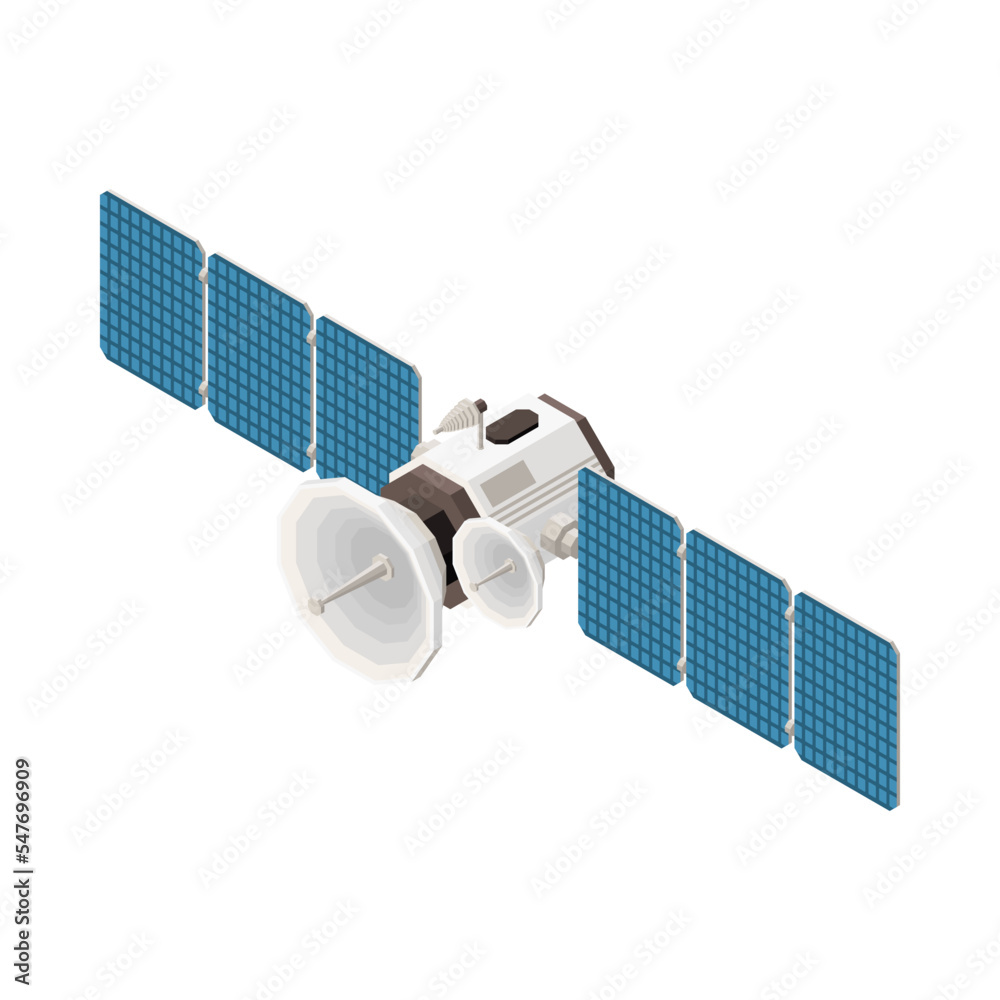 Sticker isometric satellite illustration