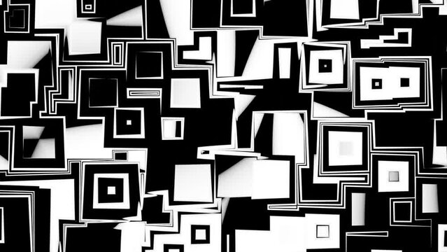 black and white abstraction squares, background, 3d render