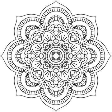 Rounded mandala coloring page, vector illustration