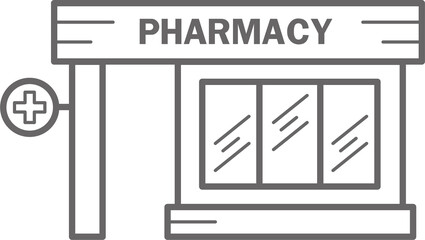 Pharmacy building line icon. Urban architecture element. 
