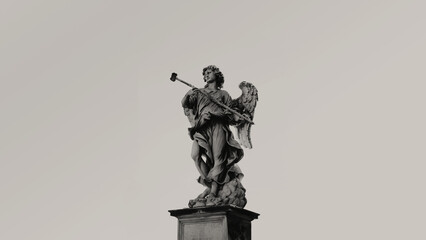 Marble statue of Angel with the Sponge by Antonio Giorgetti from the Sant'Angelo Bridge in Rome