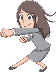 パンチを打つビジネスウーマン
