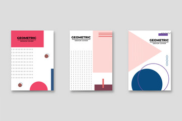 Set of neo Memphis style covers. Collection of cool bright covers. Abstract shapes compositions. Vector.