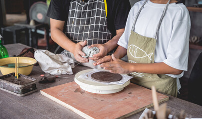The master class in big workshop on making clay products