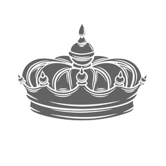 Imperial crown glyph icon vector illustration. Silhouette of simple diadem on majestic head of emperor or empress, medieval king or queen, royal jewelry award badge in game and luxury crown decor