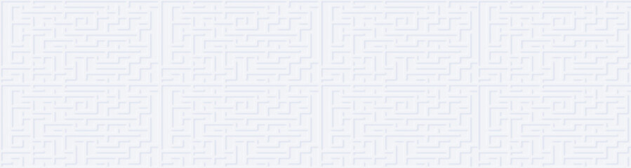 Wide visible only in the shadows and reflection of a white labyrinth on a white background with a general darkening from the edges