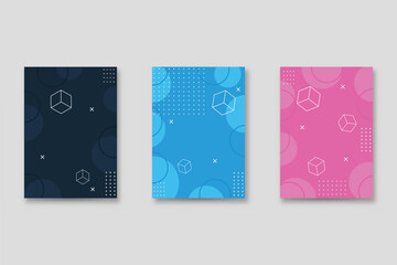 Set of neo-Memphis style covers. Collection of cool bright covers. Abstract shapes compositions. Vector.