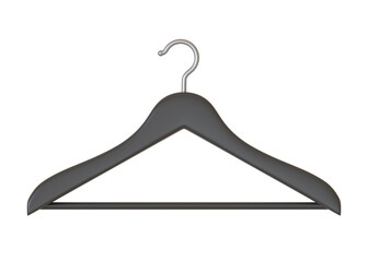Black clothes hanger isolated on white background. 3D rendering 3D illustration