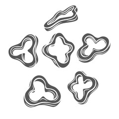 Pepper slices glyph icon vector illustration. Silhouette of falling chopped bell pepper and capsicum, pieces of ripe vegetable fly in air, sweet vitamin paprika and food ingredient to cook salad