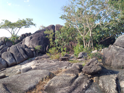 Beautiful Tropical Batu Bedil Beach in Belitung. Sijuk, Belitung Island, Indonesia.