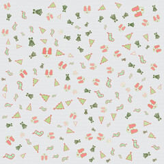 Seamless Christmas Pattern with Reindeer, Hearts, and Christmas Trees 