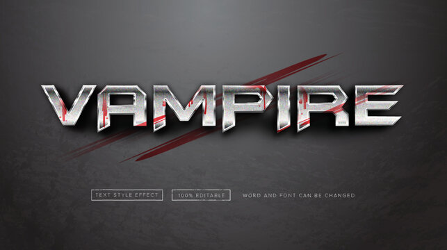 blood on chrome vampire text effect editable free download