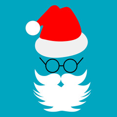 Santa Claus faces.Happy New Year and Marry Cristmas concept. Santa hat and beard,moustache,glasses template ..eps