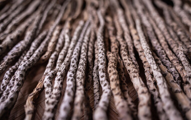 Background and texture of old natural woven straw